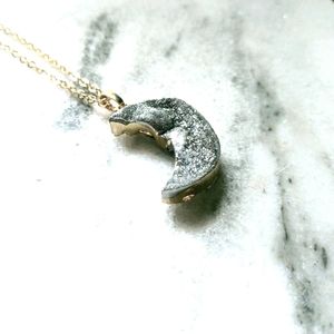 Druzy Quartz Sparkle Moon Necklace